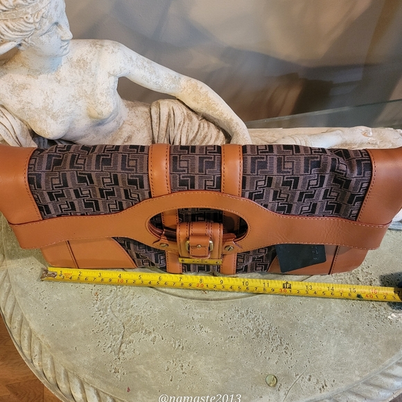 L.A.M.B. Gwen Stefani Brimley Clutch Signature Jacquard Leather Designer #55 - Picture 6 of 12